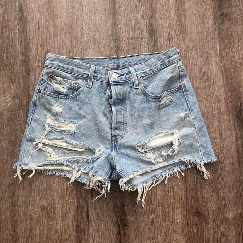 Levi's Ripped Denim Shorts